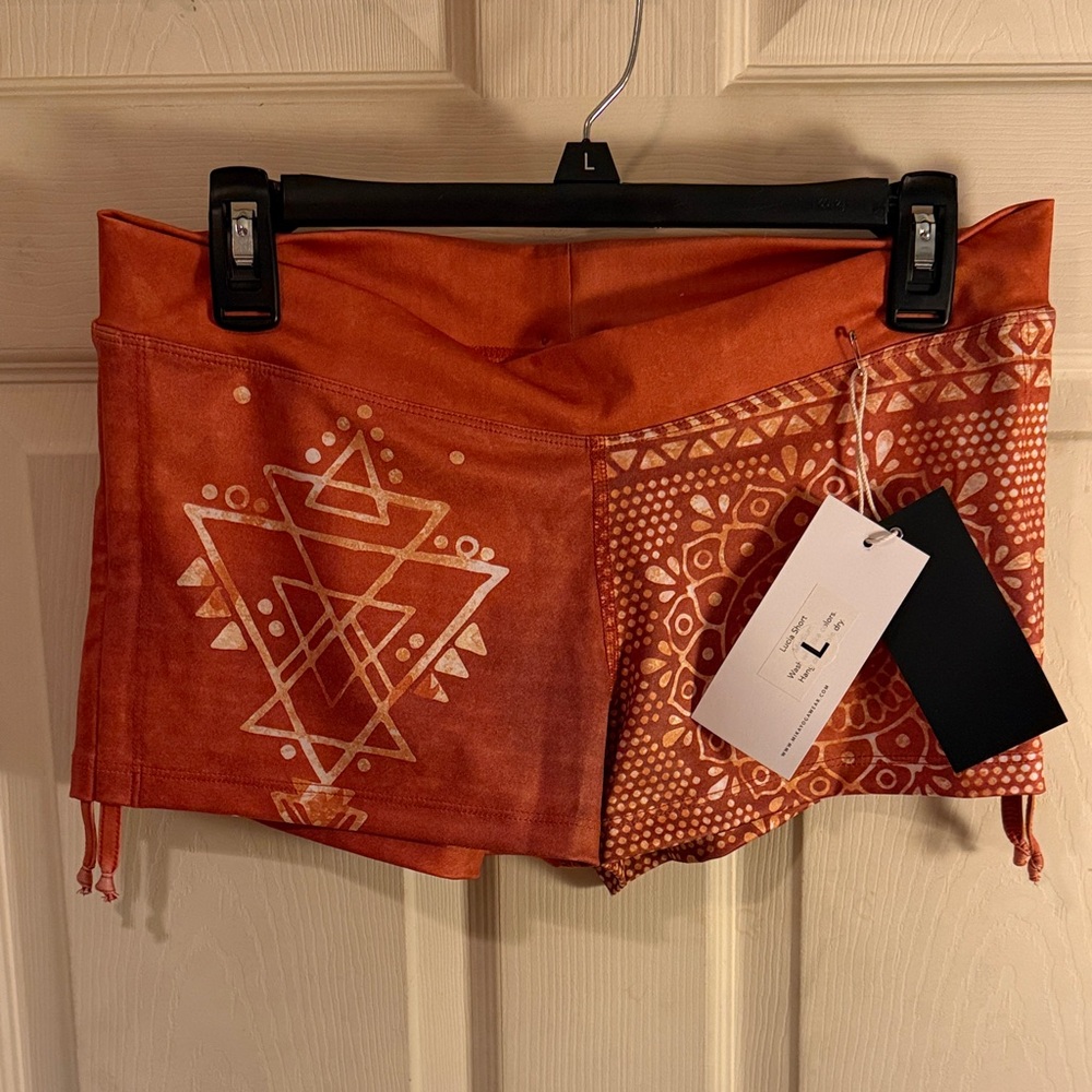 Geometric Orange Athletic Shorts